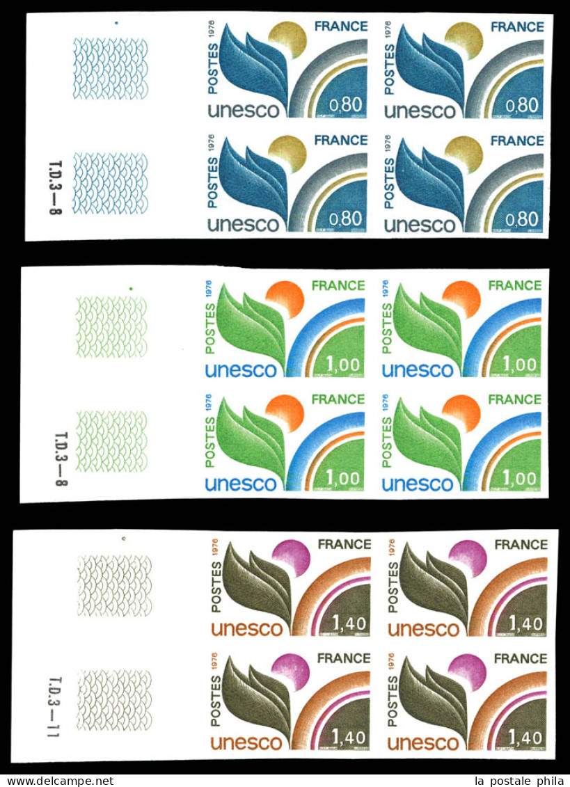 N°50/52, Série UNESCO, Les 3 Valeurs En Blocs De 4 Bdf. TB  Qualité: **  Cote: 440 Euros - Mint/Hinged