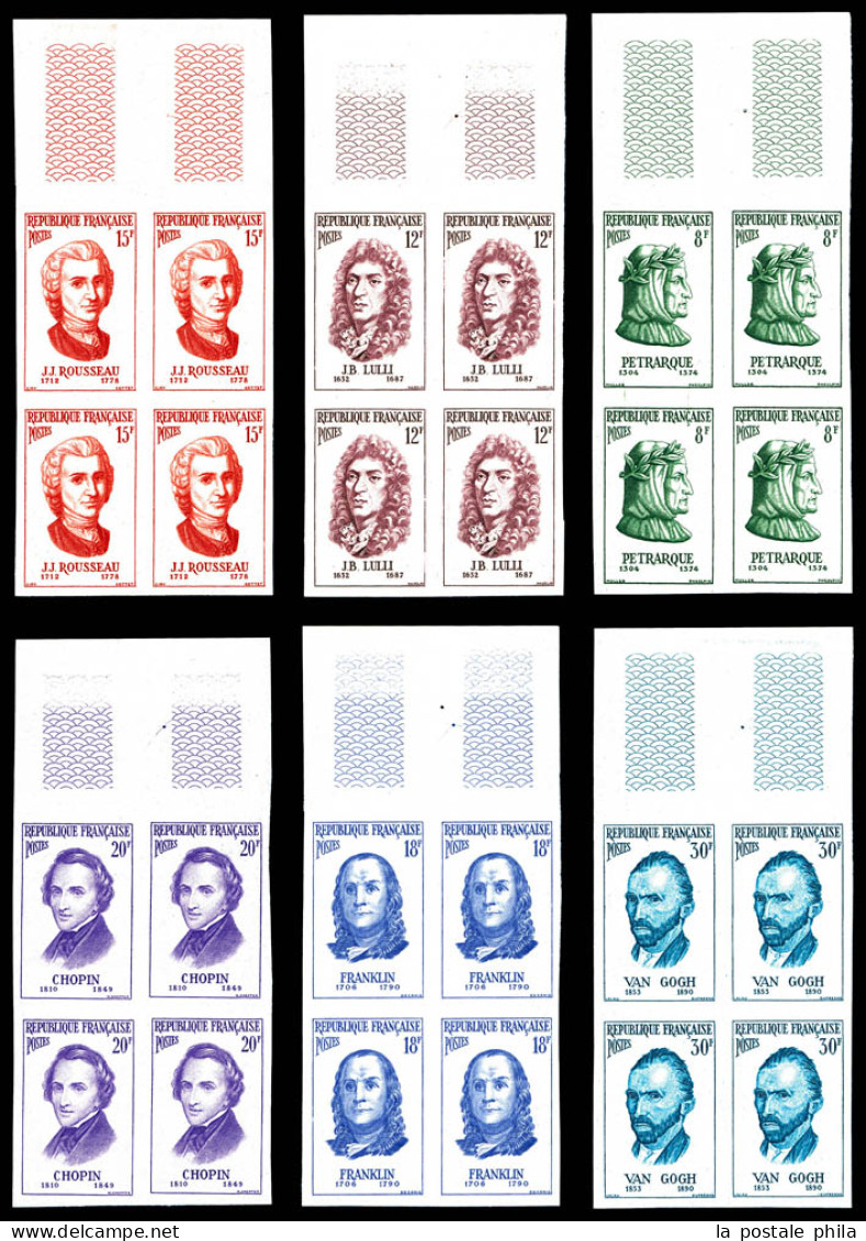 N°1082/1087, Série Personnages De 1956 En Blocs De 4 Bdf. TB  Qualité: **  Cote: 648 Euros - 1951-1960