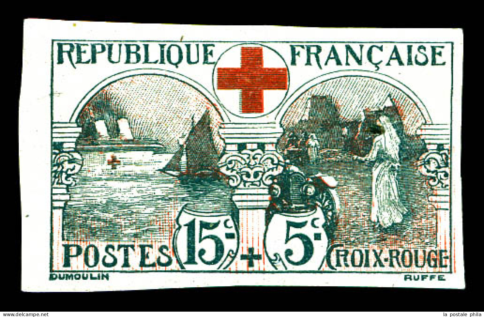 N°156a, Infirmières 15c +5c Noir Et Rouge Non Dentelé. SUP. R. (signé Calves/certificat)  Qualité: *  Cote: 2000 Euros - 1872-1920