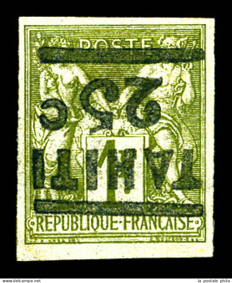 N°6a, 25c Sur 1f: Surcharge Renversée. TTB. R. (signé Calves/certificat)  Qualité: *  Cote: 1200 Euros - Unused Stamps