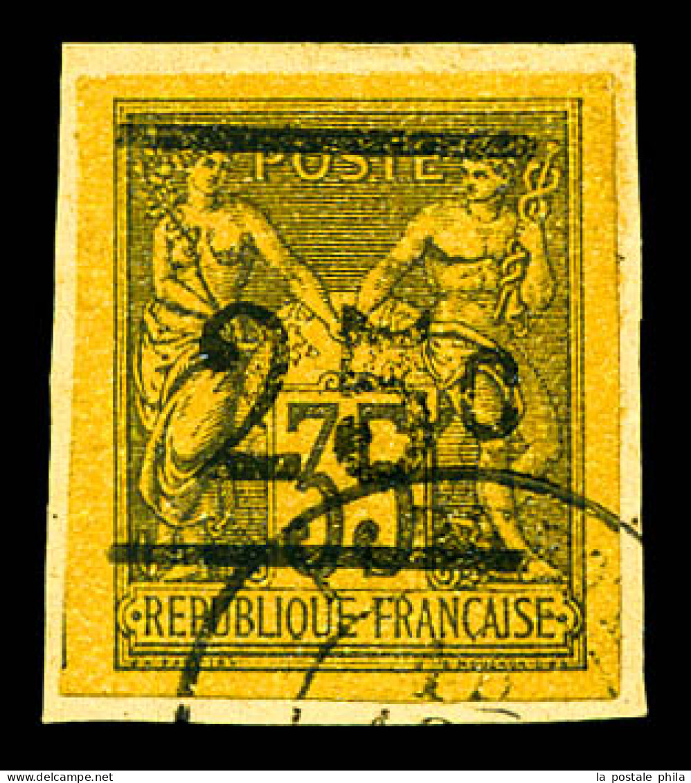 N°1, 25c Sur 35c Violet-noir S Jaune, Grandes Marges Sur Son Support. SUP (signé Margues/certificat)  Qualité: Oblitéré  - Used Stamps