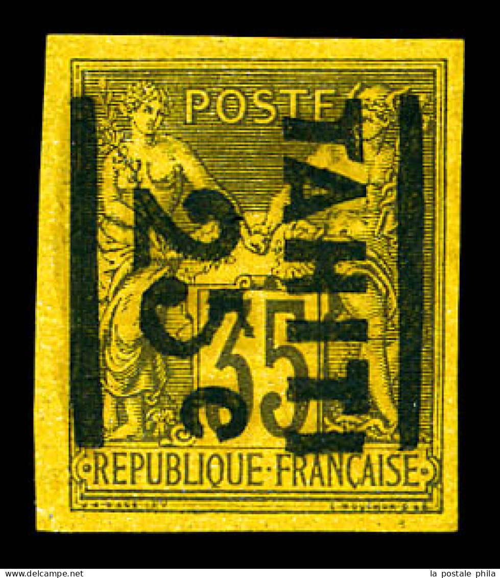 N°3c, 25c Sur 35c Violet-noir Sur Jaune, Surcharge De Haut En Bas, Quatre Marges équilibrées, Quasi **. SUPERBE. R.R. (s - Nuovi