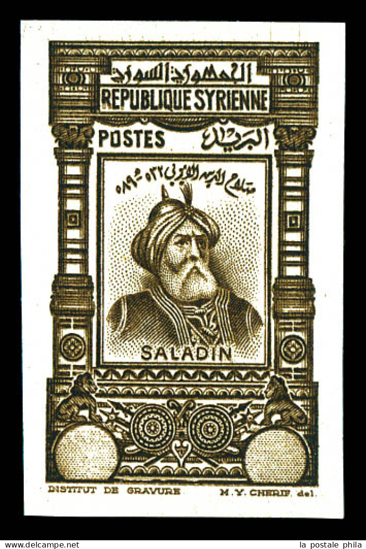 N°238, Saladin Sépia, NON DENTELE Sans Valeur Dans Le Cartouche (50pi). SUP. R. (certificat)  Qualité: **   - Unused Stamps