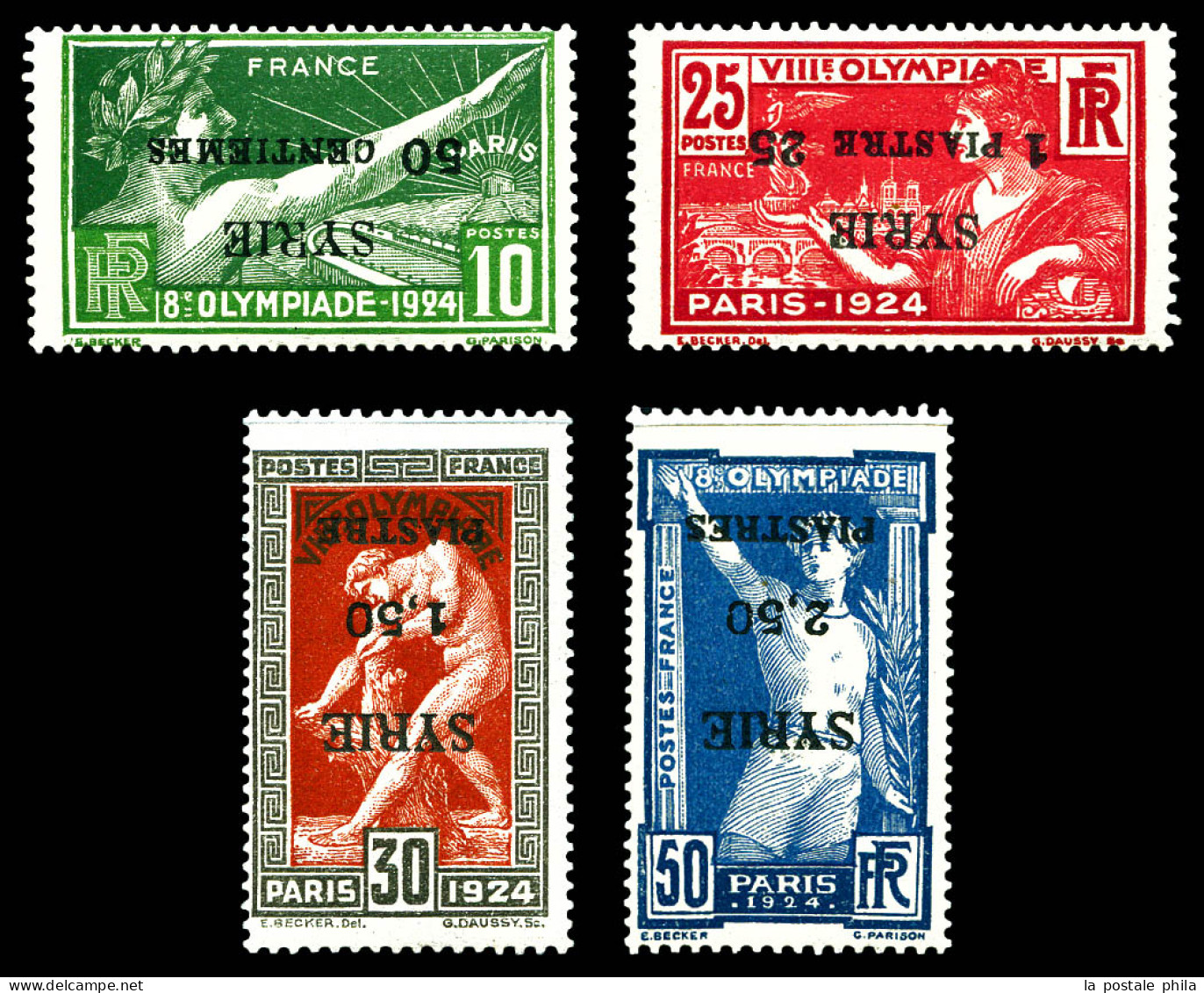 N°122a/125a, Série JO De Paris 1924: Surcharge Renversée. SUP (certificat)  Qualité: *  Cote: 2080 Euros - Unused Stamps