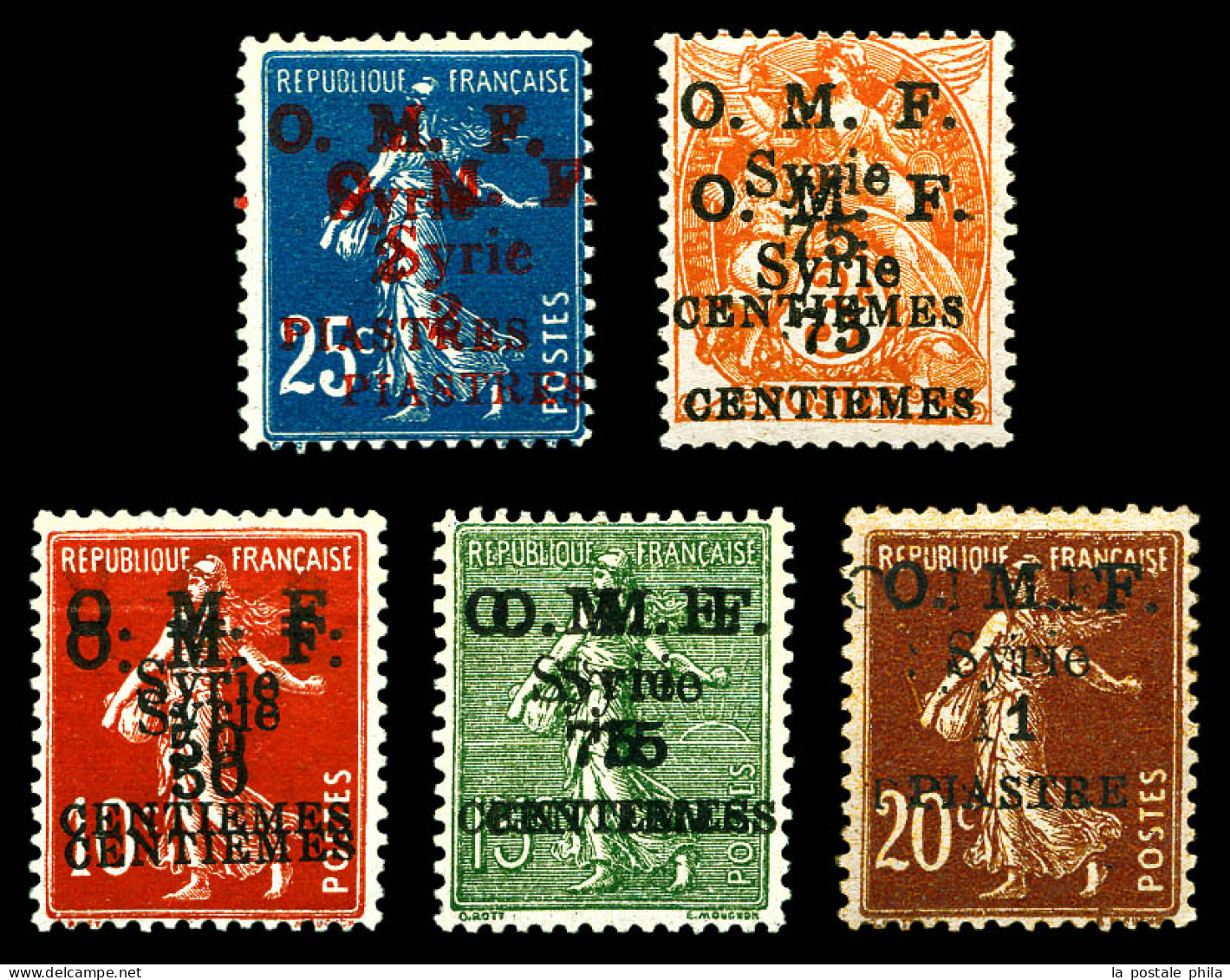 N°37c, 47b, 58b, 59b Et 60d: Les 5 Valeurs Double Surcharges. TTB  Qualité: *  Cote: 435 Euros - Unused Stamps