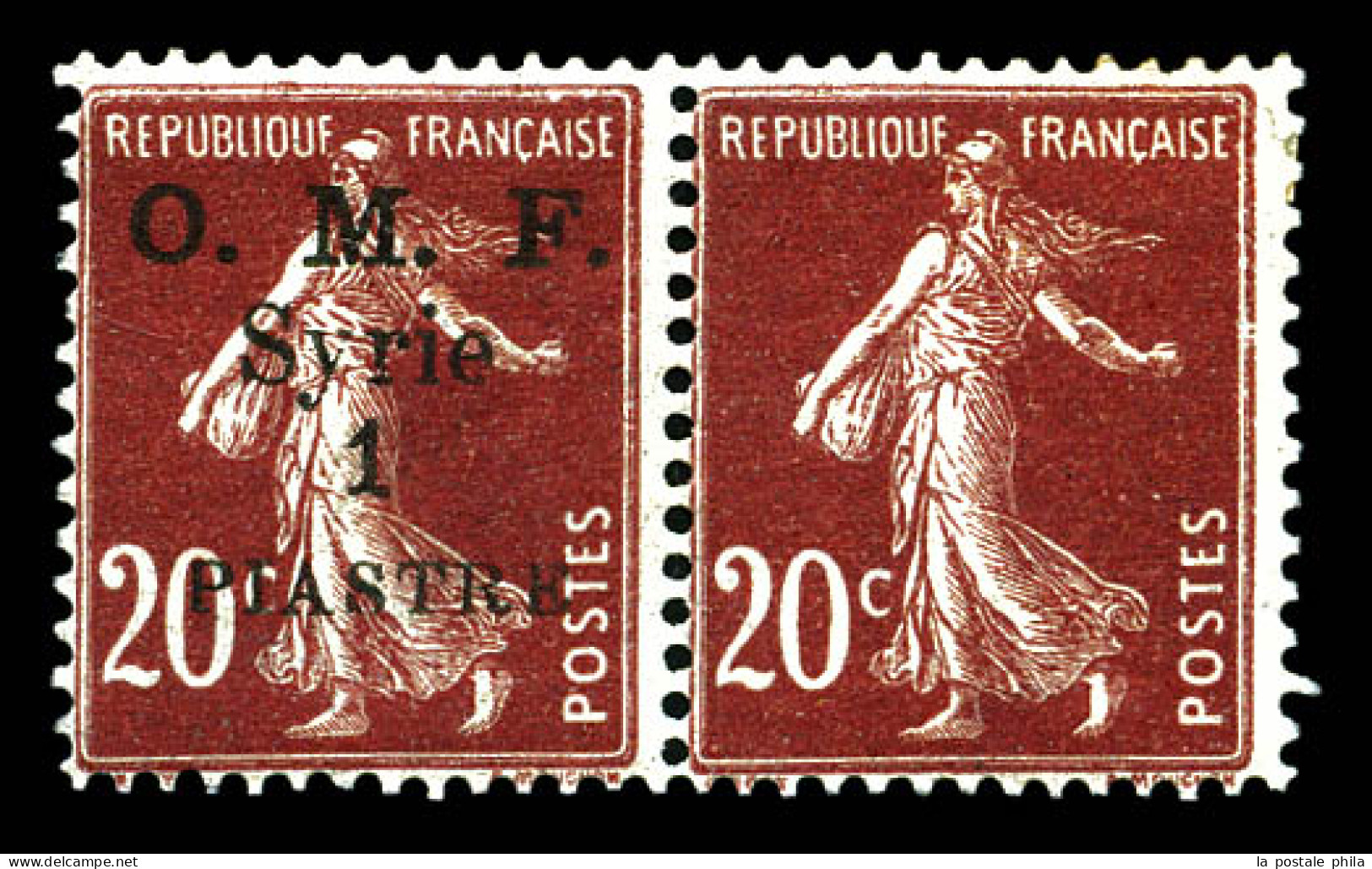 N°60a, 1 Pi Sur 20c Tenant à Non Surchargé. TTB  Qualité: *  Cote: 350 Euros - Unused Stamps