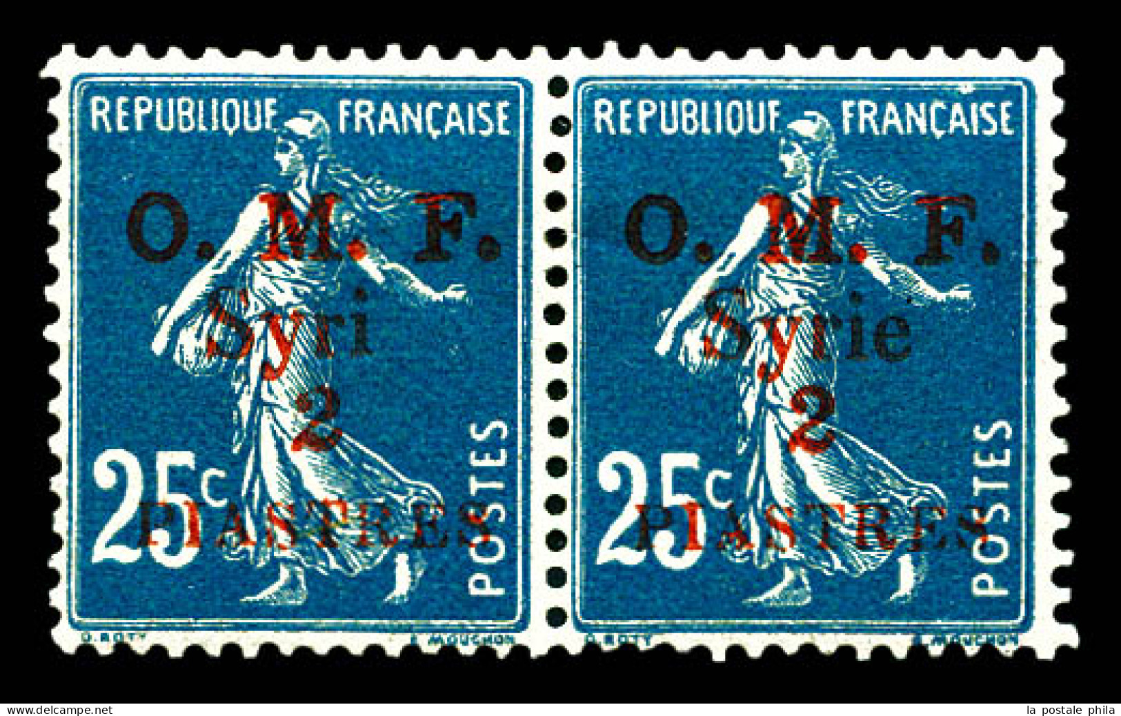 N°37b, 2 Pi Sur 25 Bleu: Syrie Sans 'e' Tenant à Normal. TB  Qualité: *  Cote: 110 Euros - Unused Stamps