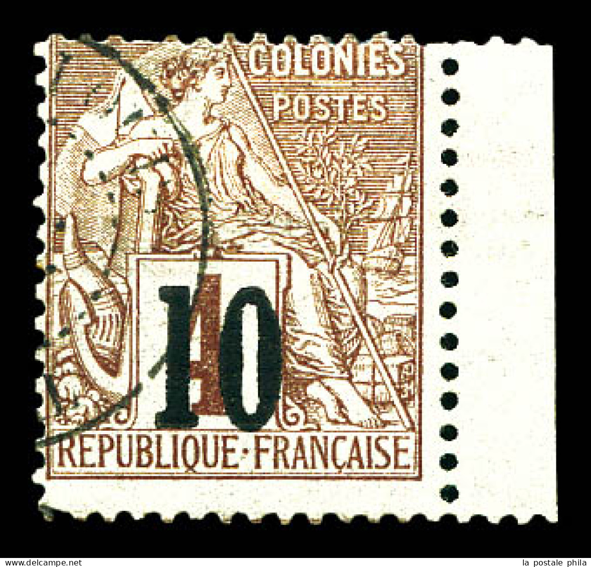 N°3B, 10 Sur 4c Lilas-brun Type III, Bdf. TB  Qualité: Oblitéré  Cote: 265 Euros - Used Stamps