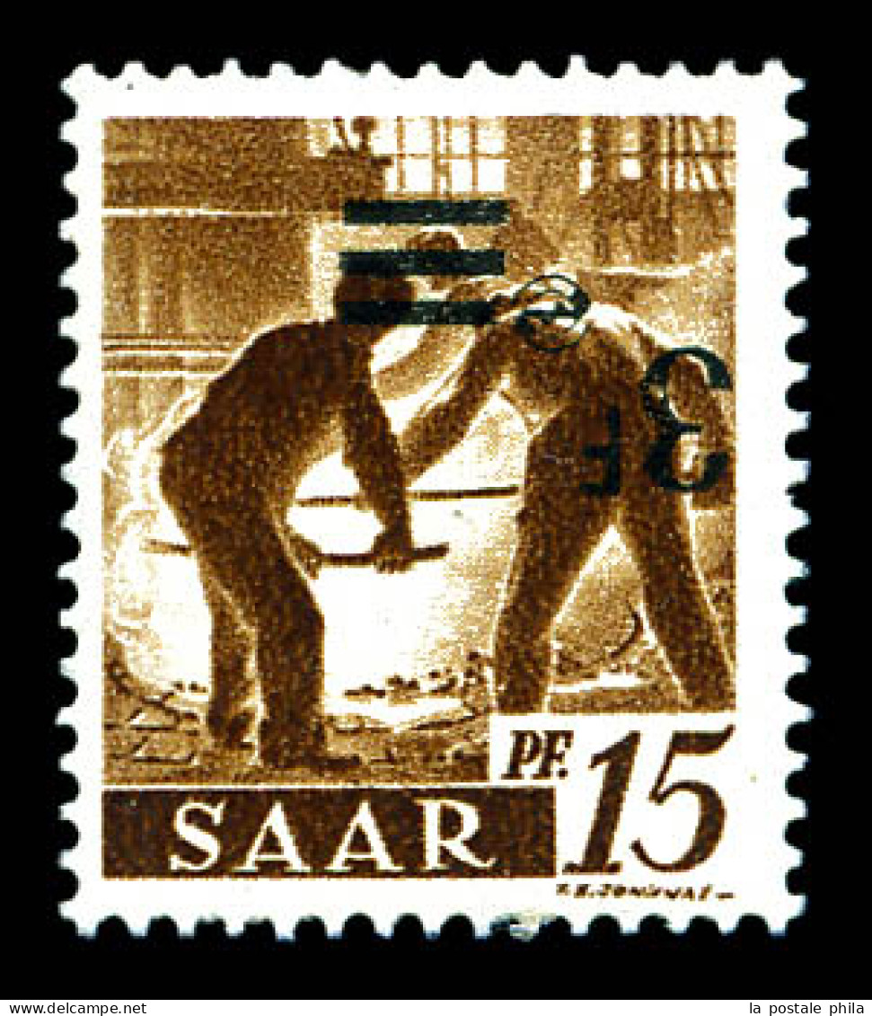 N°220Aa, 3F Sur 15p Marron, Surcharge Renversée, Bdf. SUP (signé Brun)  Qualité: **  Cote: 350 Euros - Unused Stamps