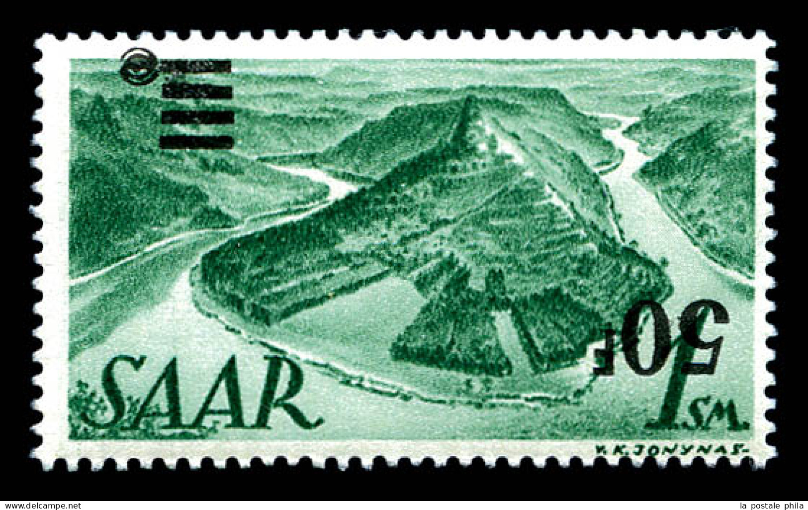 N°228Aa, 50f Sur 1m Vert, Surcharge Renversée. SUP. R. (signé Scheller/certificat)  Qualité: **  Cote: 3500 Euros - Unused Stamps