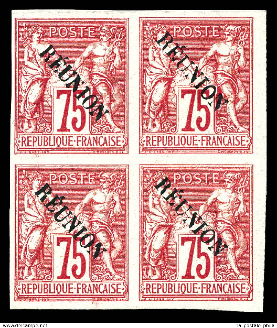 N°15, 75c Carmin Avec Accent Sur Le E En Bloc De 4, Belles Marges. SUPERBE. R.R. Signé Brun (certificats)  Qualité: *  C - Unused Stamps