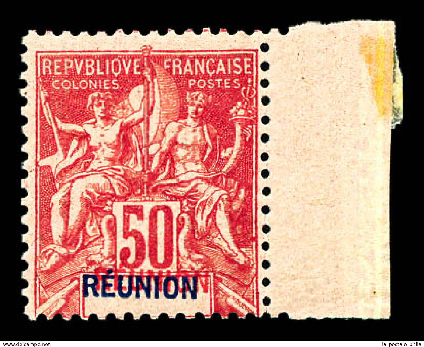 N°42a, Légende Double En BLEU Et ROUGE, Bord De Feuille. SUP. R. (signé Scheller/certificat)  Qualité: **  Cote: 1440 Eu - Ungebraucht