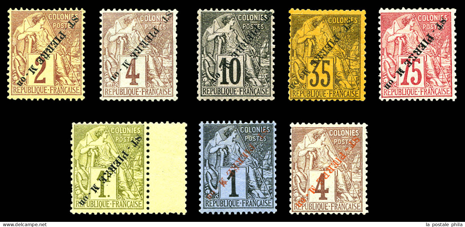 Surcharges Renversées; N°18A, 20A, 22A, 27A, 29A, 30A, 31A Et 34A. TTB. R. (certificat)  Qualité: *  Cote: 2190 Euros - Unused Stamps