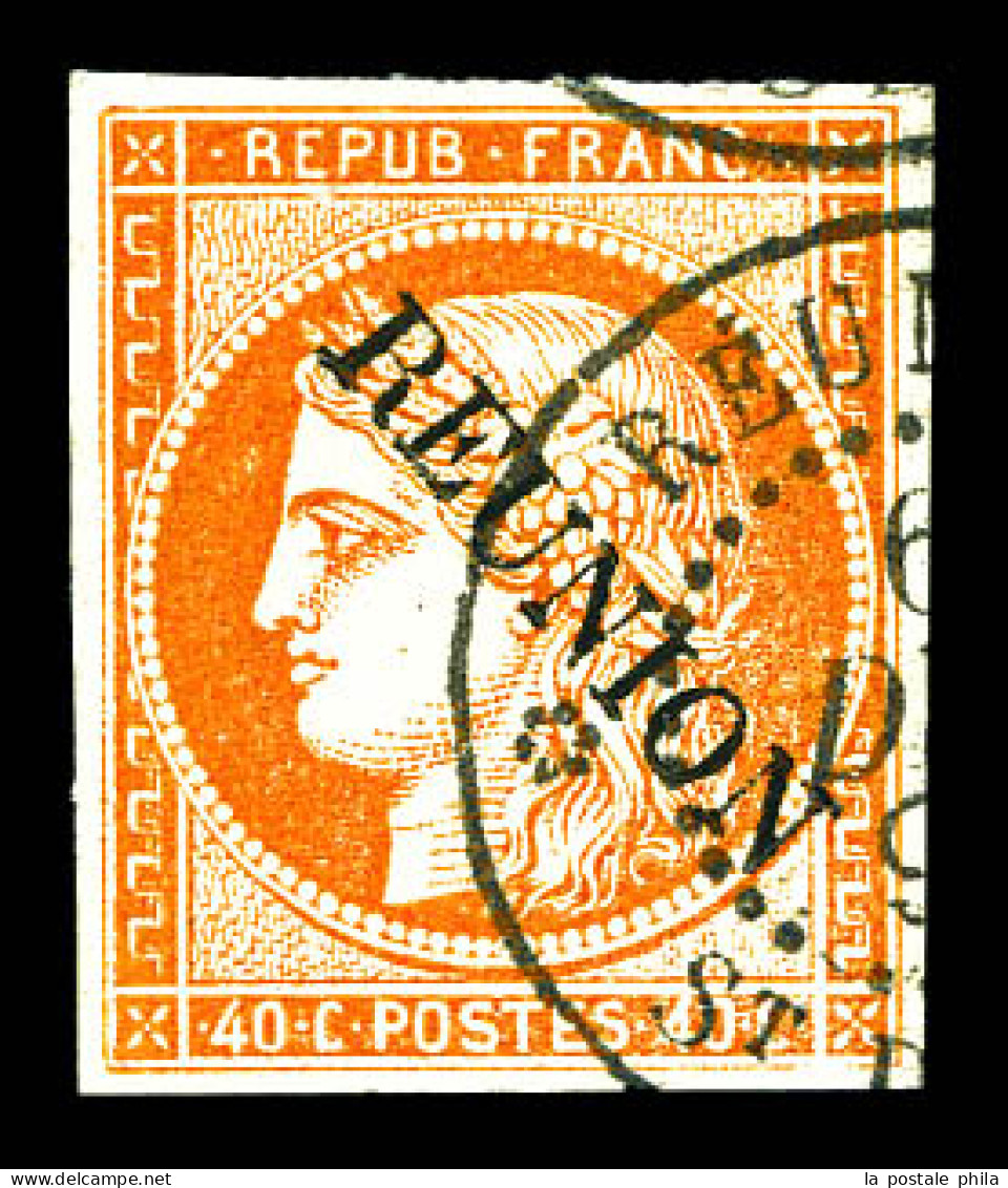 N°11a, 40c Orange: REUNION Sans Accent Sur Le ''E''. SUP. R. (certificat)  Qualité: Oblitéré  Cote: 3500 Euros - Usati