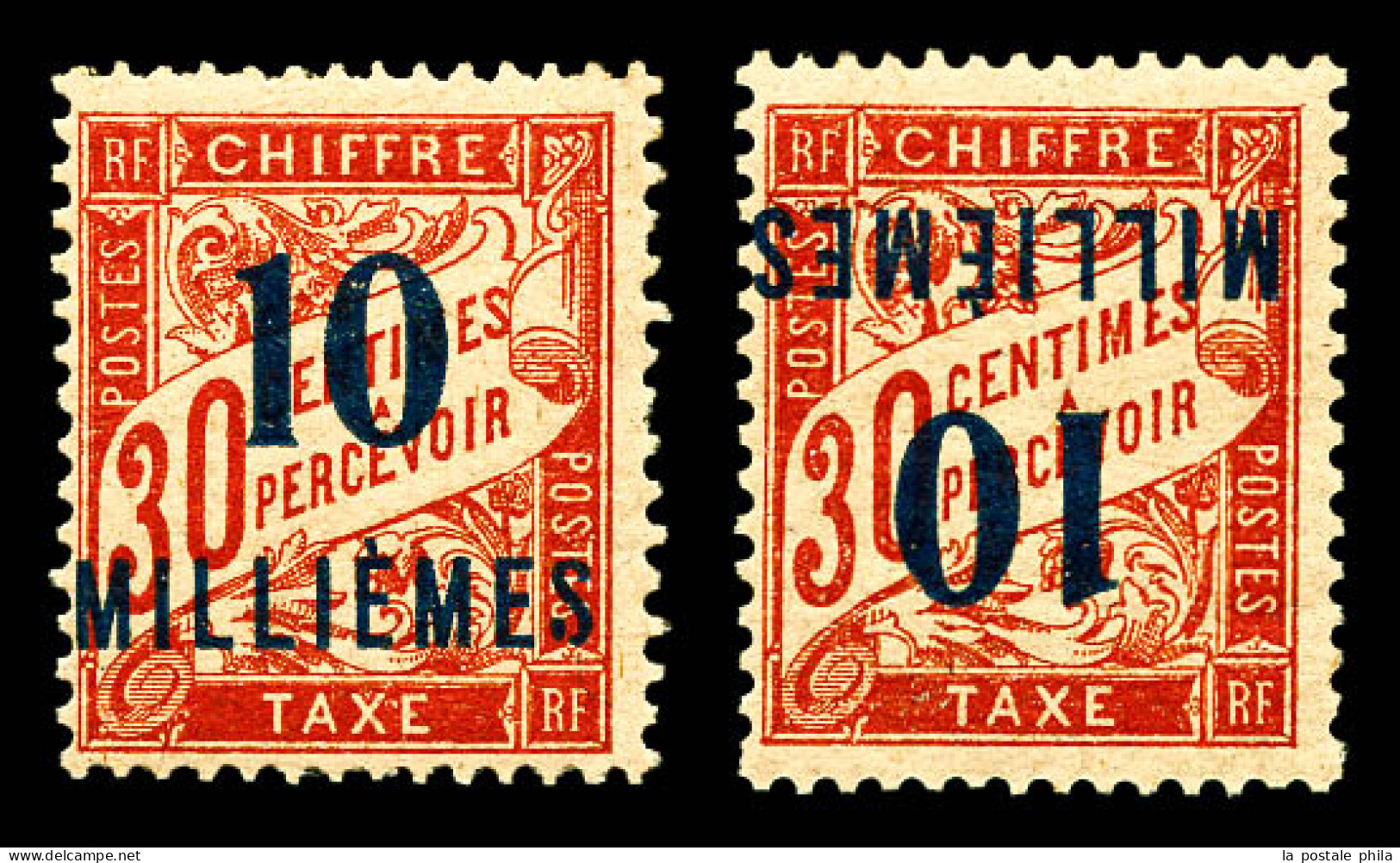 Taxe N°7/7A, 103 Sur 30c Carmin: Surcharge Normale + Ex Surcharge Renversée. TB  Qualité: **  Cote: 400 Euros - Unused Stamps