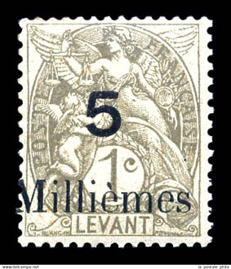N°61B, 5m Sur 1c Gris-clair: Erreur Sur TP N°9 Du Levant. SUP (certificat)  Qualité: **  Cote: 525 Euros - Unused Stamps