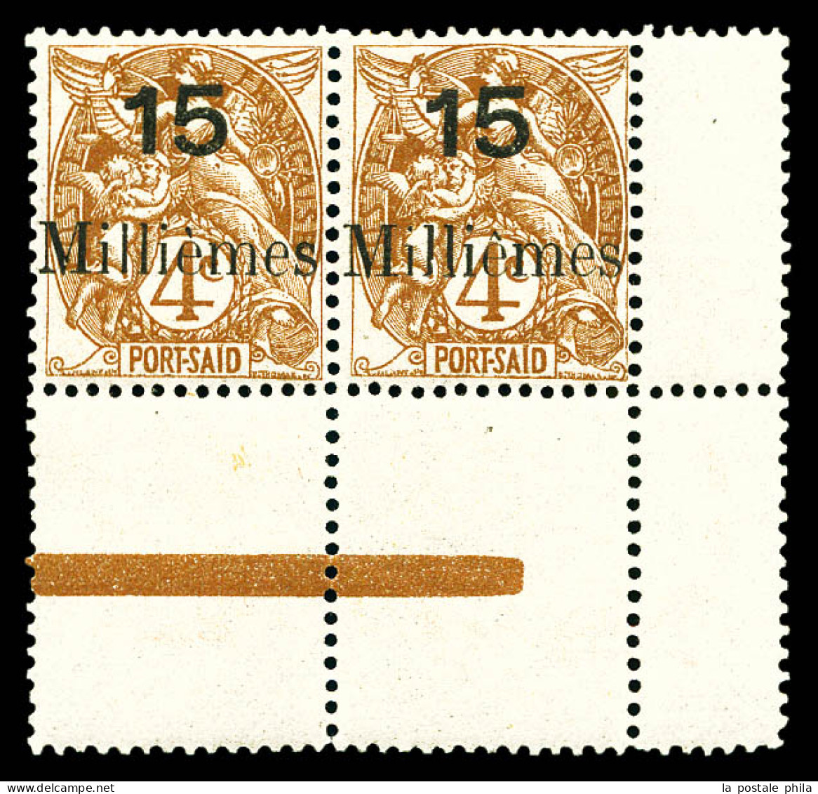 N°43c, 15 M Sur 4c Brun: ê Au Lieu De è Dans Millième Tenant à Normal En Paire Cdf. SUP (certificat)  Qualité: **  Cote: - Unused Stamps