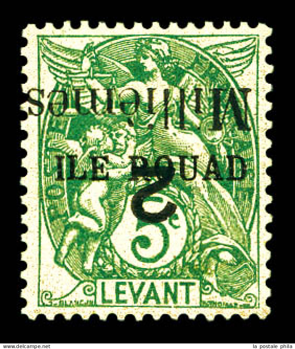 N°36Aa, NON EMIS, 2m Sur 5c Vert-bleu Surcharge Renversée Sur Timbre De L'île De Rouad, Fraîcheur Postale. SUP. R. (sign - Unused Stamps