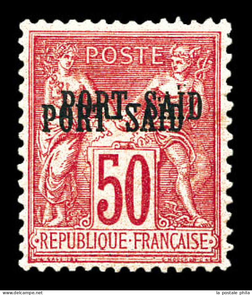 N°15a, 50c Rose: Double Surcharge PORT-SAID. SUP (signé Calves/certificat)  Qualité: *  Cote: 640 Euros - Unused Stamps