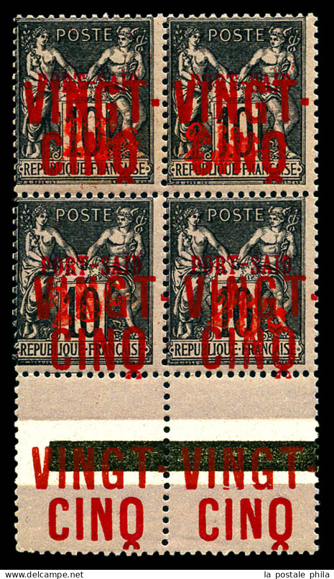 N°19, 25c (R) Et VINGT-CINQ (R) En Bloc De Quatre Bord De Feuille. Qualité Exceptionnelle. SUPERBE (certificat)  Qualité - Unused Stamps
