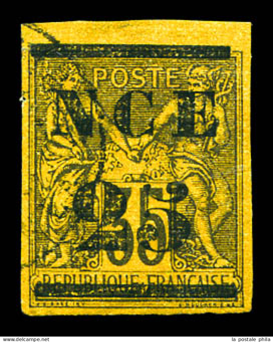 N°4, 25 Sur 35c Violet-noir S Jaune. TB (signé Calves)  Qualité: Oblitéré  Cote: 400 Euros - Used Stamps