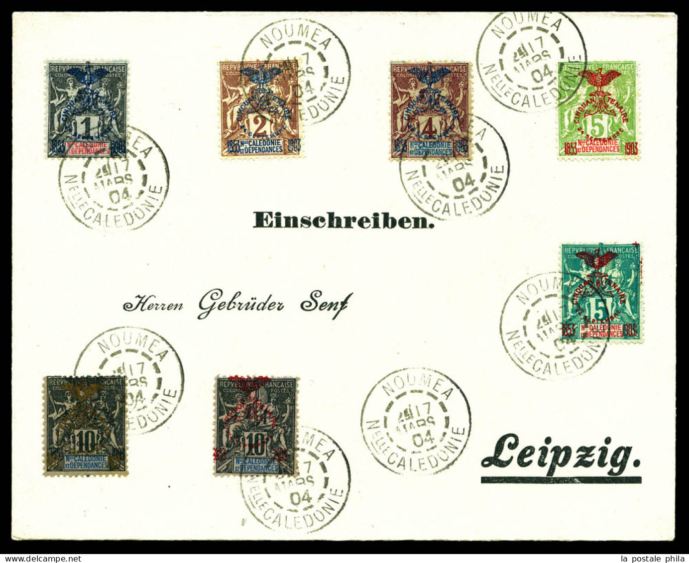N°67/72A, Les 7 Valeurs Sur Lettre De NOUMEA Le 17 Mars 1904 Pour LEIPZIG. TTB  Qualité: Oblitéré   - Storia Postale