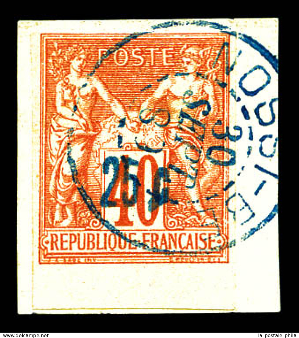 N°7B, 25c Sur 40c Orange Bas De Feuille Obl Càd Du 30.09.89 Sur Son Support. SUP. R.R. (signé Calves/certificat)  Qualit - Used Stamps