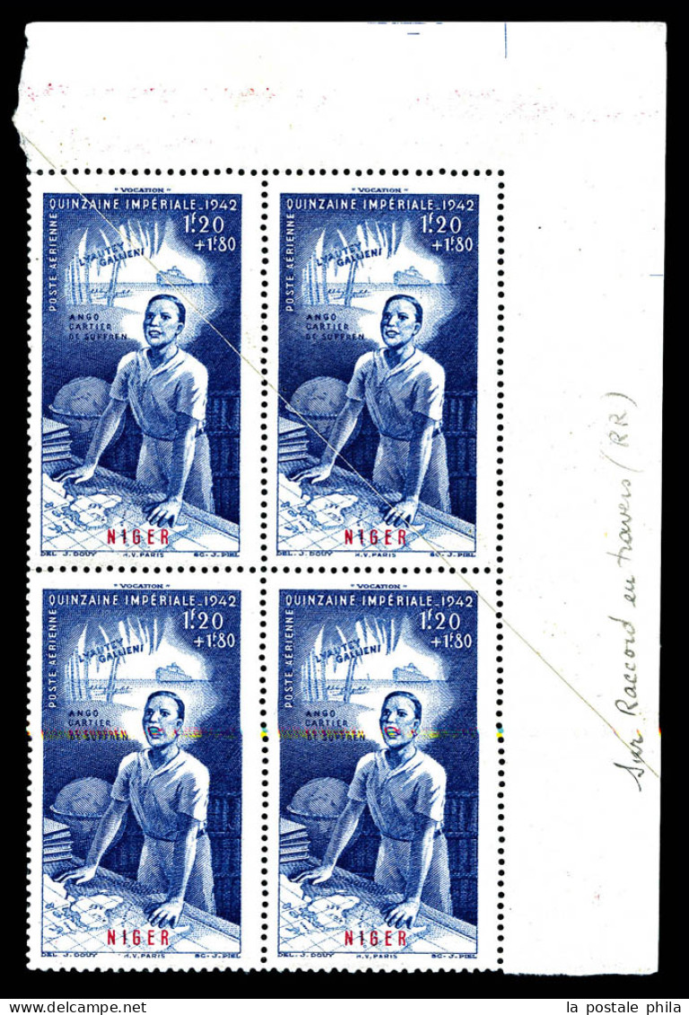 N°9, Quinzaine Imperiale, Impression Sur Raccord Transversal Sur Bloc De Quatre Cdf. SUP. R. (certificat)  Qualité: **   - Unused Stamps