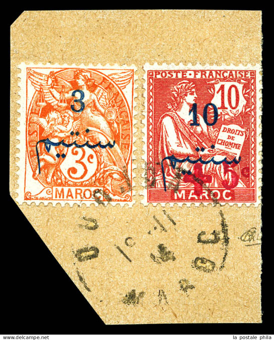 N°56, +5c Sur 10c, Croix Rouge D'Oujda Sur Son Support (+n°27). SUP. R. (certificat)  Qualité: Oblitéré  Cote: 1800 Euro - Used Stamps