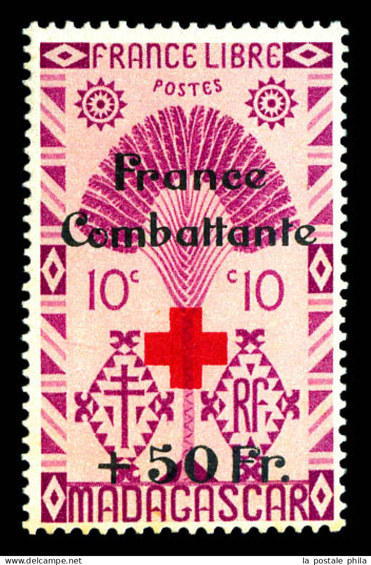 N°287B, NON EMIS: Type Ravenela, 10c Lilas Rose Surchargé 'France Combattante +50F Et Croix Rouge', RARE (17 Exemplaires - Nuovi