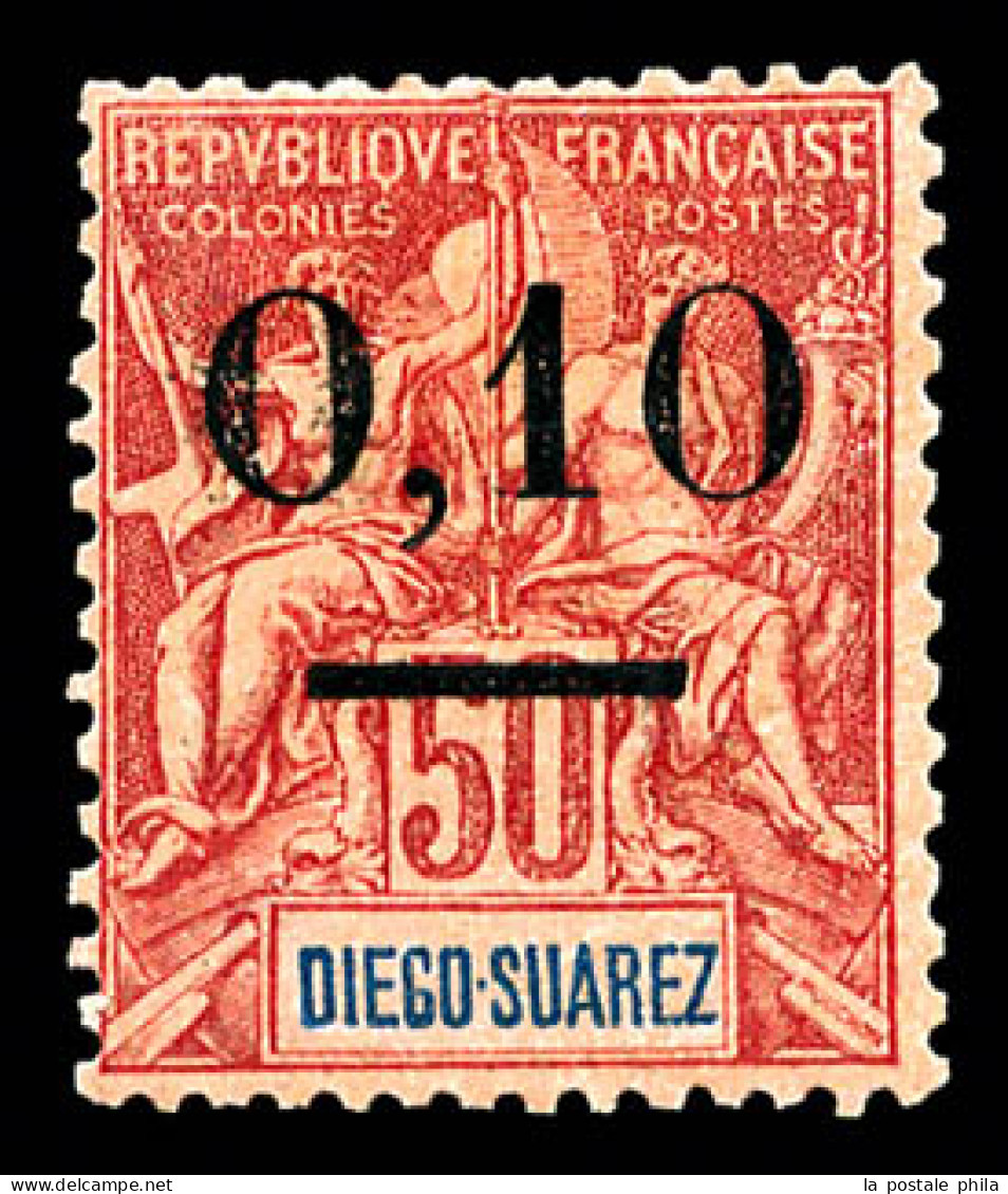 N°62, Timbre De Diego Suarez Surchargé: 0,10 Sur 50c Gros Zéros, Tirage 75 Exemplaires, RARE Et SUPERBE (signé Brun/cert - Neufs