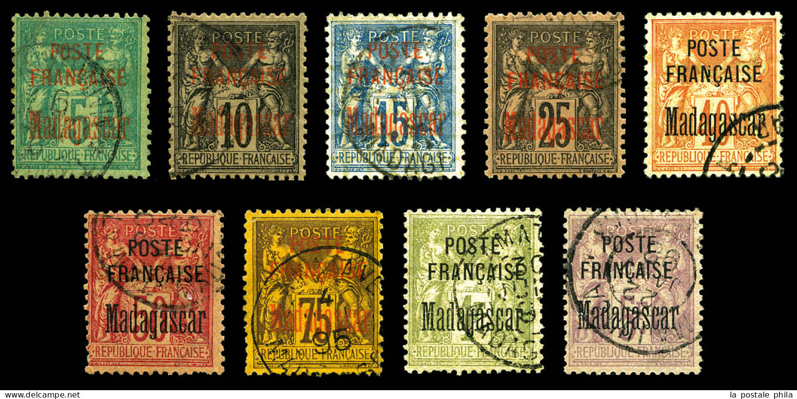 N°14/22, Série De 1895, Les 9 Valeurs TB (signés Brun/certificat)  Qualité: Oblitéré  Cote: 590 Euros - Oblitérés