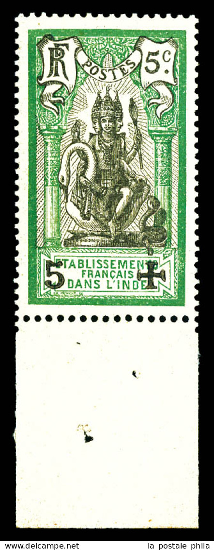N°45Cb, 5c Vert Et Noir, Surcharge Noire, Bdf, Gomme Coloniale. TTB (certificat)  Qualité: **  Cote: 300 Euros - Unused Stamps