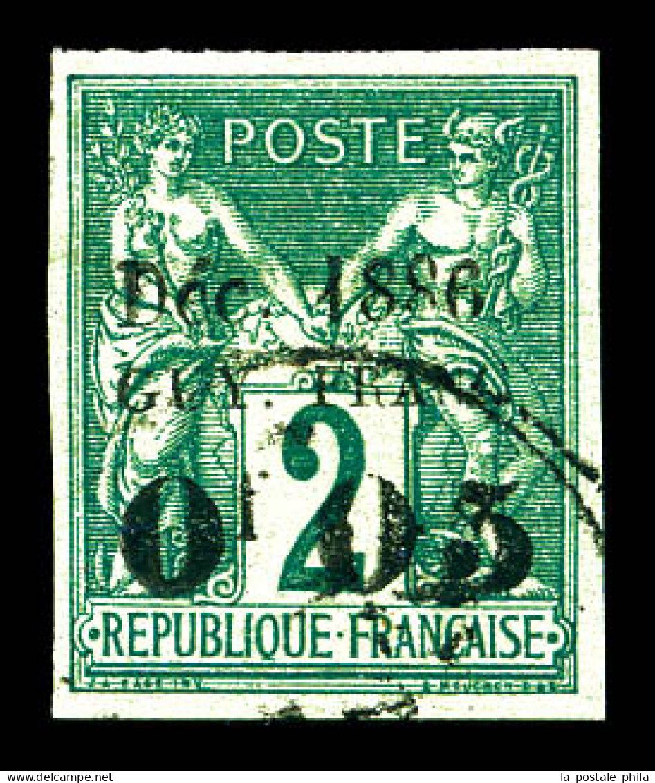 N°1, 0f05 Sur 2c Vert, Quatre Belles Marges. SUP (certificat)  Qualité: Oblitéré  Cote: 800 Euros - Used Stamps