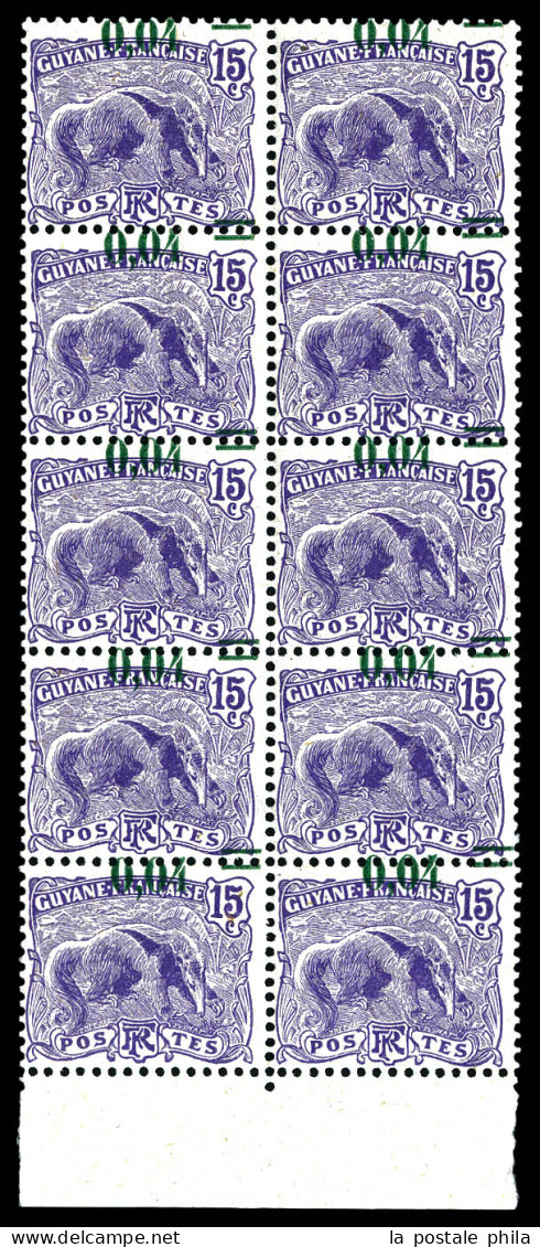 N°93d, 4c Sur 15c Violet: Surcharge Déplacée, Valeur Non Barrée Sur Bloc De 10 Exemplaires. TTB (certificat)  Qualité: * - Unused Stamps