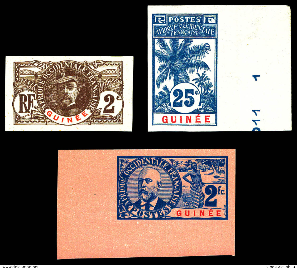 N°34a, 39a Et 46a, Palmiers: Les 3 Valeurs Non Dentelés. TB (signé Brun)  Qualité: (*)  Cote: 465 Euros - Unused Stamps