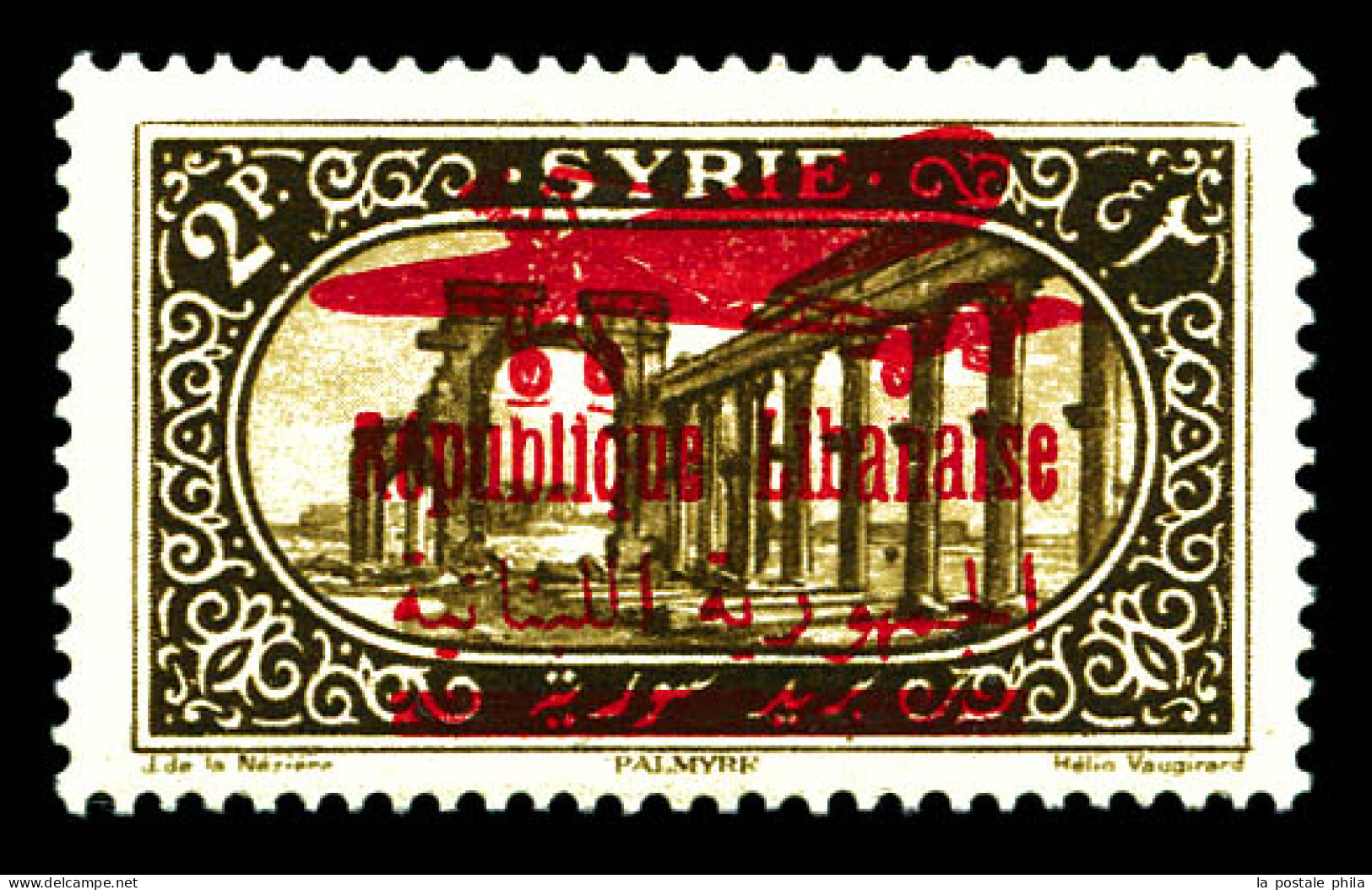 N°31d, 2 Pi Sépia: Surcharge Sur PA N°30 De Syrie. TTB. R. (certificat)  Qualité: *  Cote: 700 Euros - Aéreo