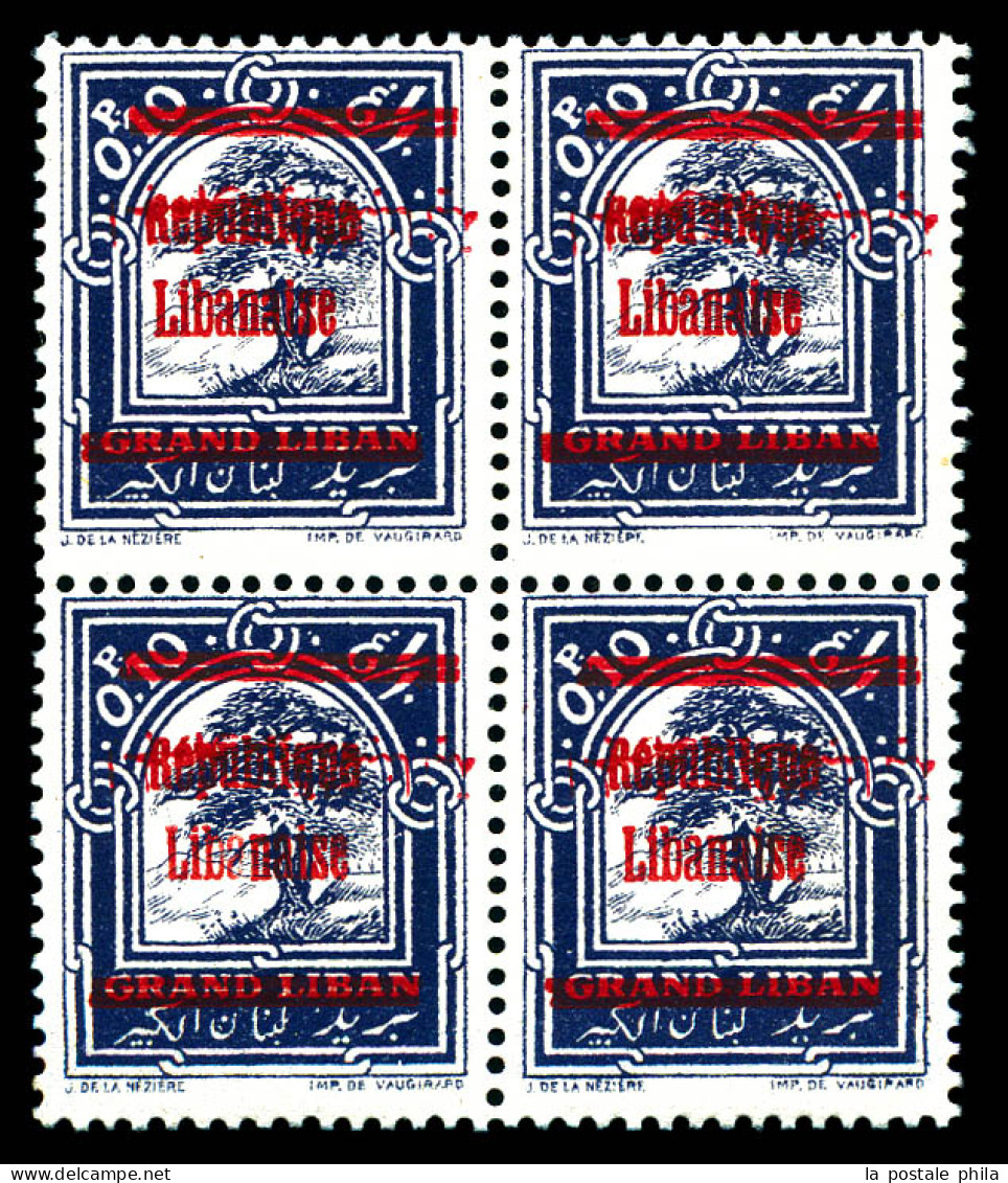 N°98j, 0 Pi 10 Violet: Surcharge Arabe Renversée En Bloc De Quatre. TB  Qualité: **  Cote: 426 Euros - Unused Stamps