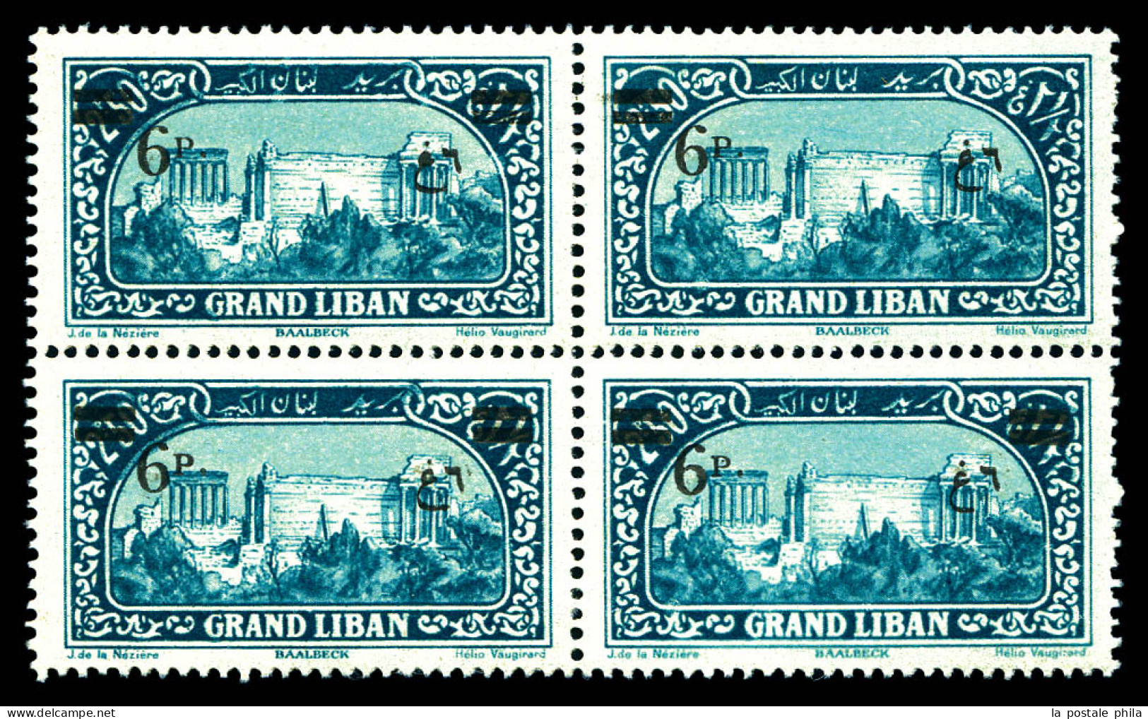 N°80b, 6 Pi Sur 2 Pi 50: Surcharge Au Recto Et Au Verso En Bloc De Quatre. TTB (certificat)  Qualité: **  Cote: 500 Euro - Unused Stamps