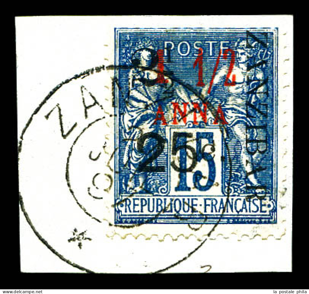 N°34j, 2 1/2 Et 25c Sur 1 1/2 A. TYPE X Sur Son Support, SUP (signé Brun/certificat)  Qualité: Oblitéré  Cote: 1400 Euro - Used Stamps