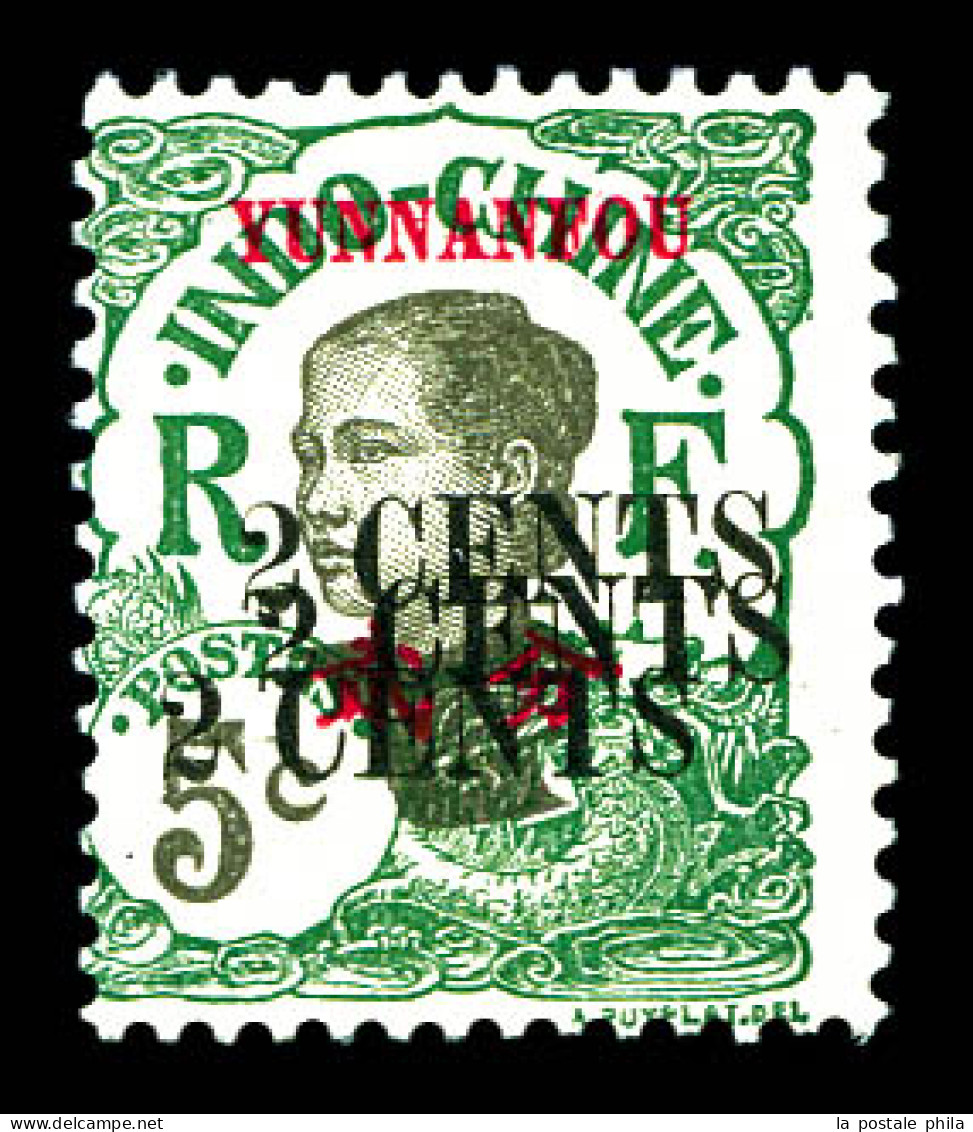 N°53a, 2c Sur 5c Vert, Triple Surcharge. TTB (certificat)  Qualité: **  Cote: 600 Euros - Unused Stamps