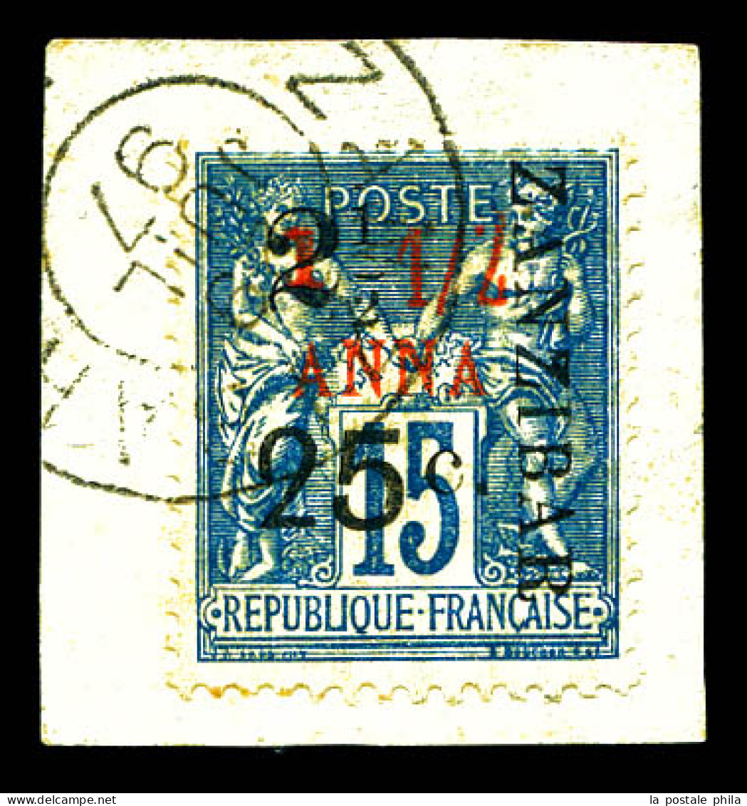 N°34d, 2 1/2 Et 25c Sur 1 1/2 A. TYPE IV Sur Son Support, SUP (signé Brun/certificat)  Qualité: Oblitéré  Cote: 1300 Eur - Used Stamps