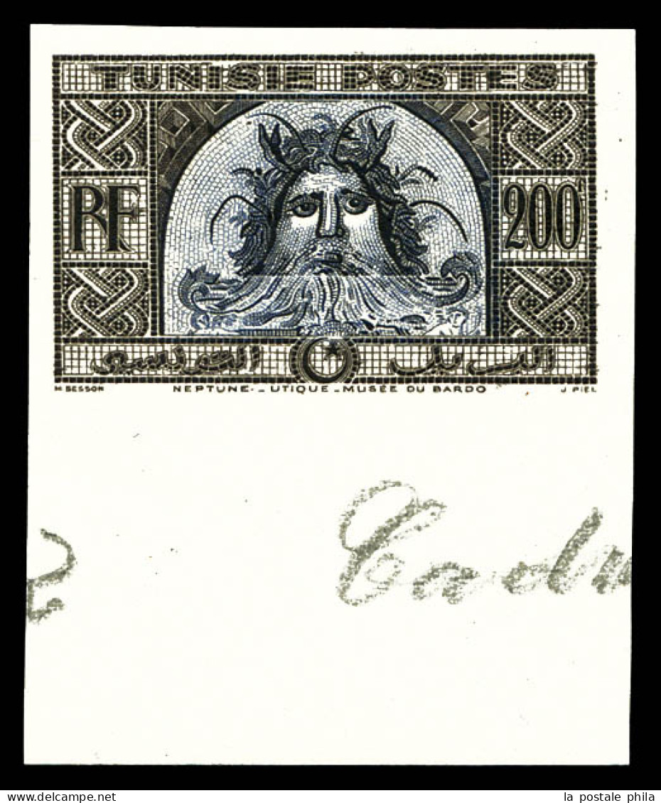 N°319B, Non émis 200f Brun-violet Et Gris-bleu Non Dentelé, Bdf, TTB (certificat)  Qualité: **  Cote: 450 Euros - Unused Stamps
