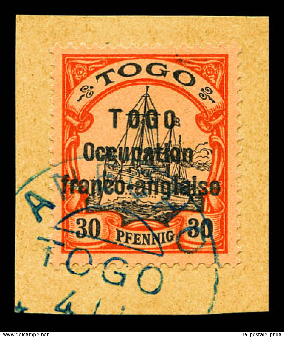 N°48, 30pf Rouge Et Noir Sur Saumon Avec Surcharge ''TOGO-Occupation Franco-anglaise'' Sur Son Support. Tirage 36 Exempl - Used Stamps