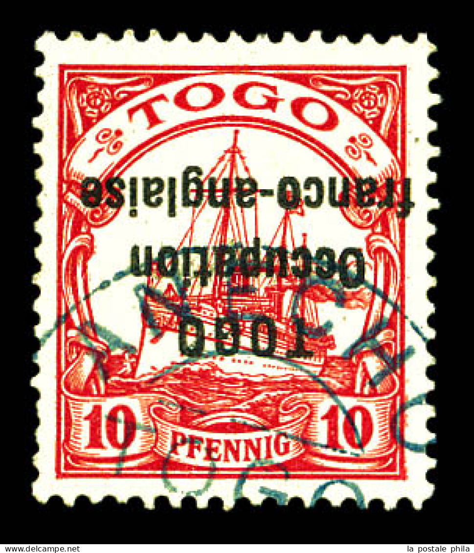 N°45a, 10 Pf Rouge: Surcharge Renversée. SUPERBE. R.R.R. (certificats)  Qualité: Oblitéré  Cote: 24000 Euros - Used Stamps