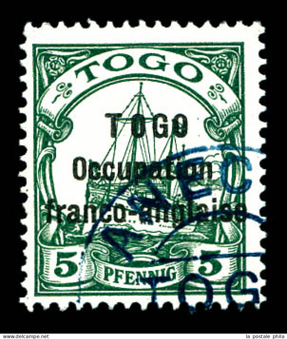 N°44, 5 Pf Vert Surchargé. TTB (certificat)  Qualité: Oblitéré  Cote: 650 Euros - Used Stamps