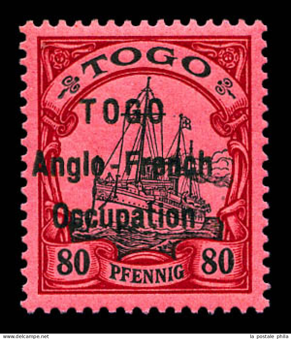 N°40, 80 Pfennig Surchargé 'TOGO Anglo-French Occupation'. SUP (certificat)  Qualité: **  Cote: 1580 Euros - Unused Stamps