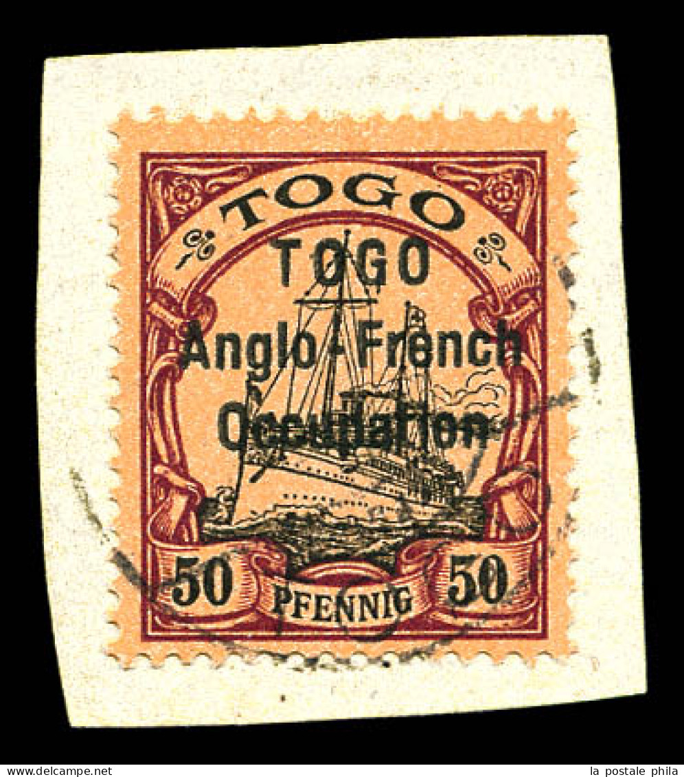 N°39A, 50 Pf Lilas-pourpre Et Noir Sur Chamois Avec Surcharge Au Type II. Lignes Espacées De 2mm Sur Son Support. Tirage - Used Stamps