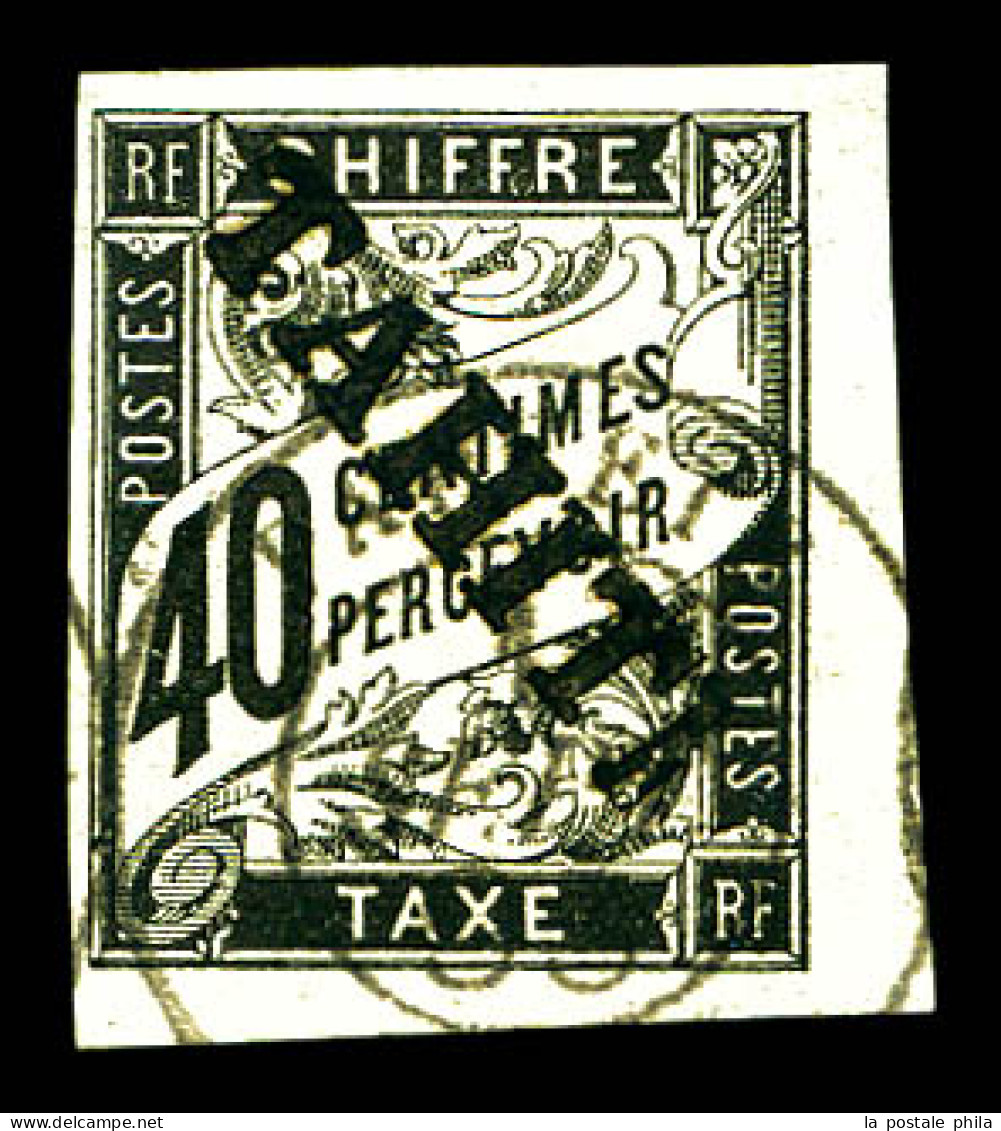 Taxe N°10, 40c Noir Surchargé TAHITI, Tirage 100 Exemplaires, SUP (signé Robineau/certificat)  Qualité: Oblitéré  Cote:  - Usados