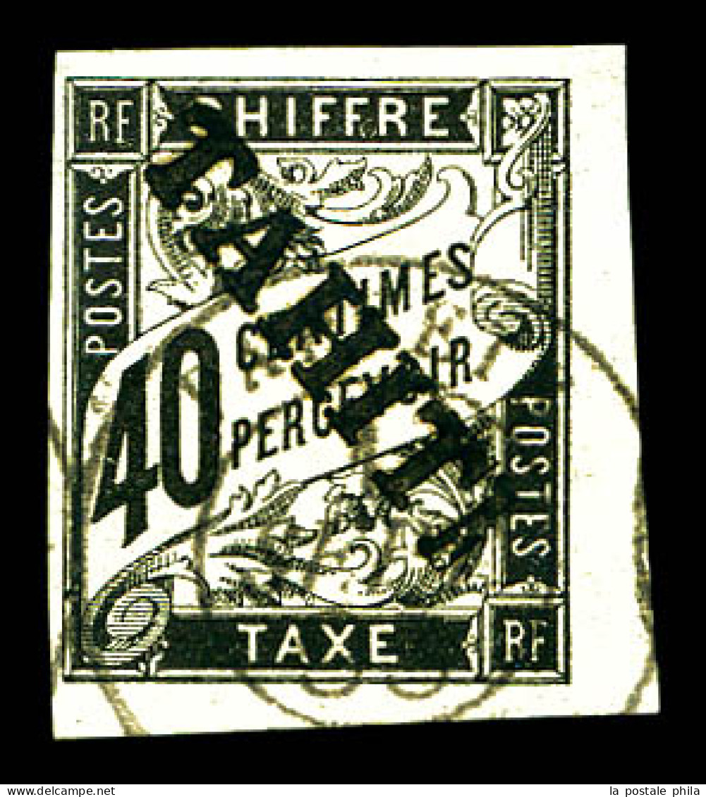 Taxe N°10, 40c Noir Surchargé TAHITI, Tirage 100 Exemplaires, SUP (signé Robineau/certificat)  Qualité: Oblitéré  Cote:  - Used Stamps